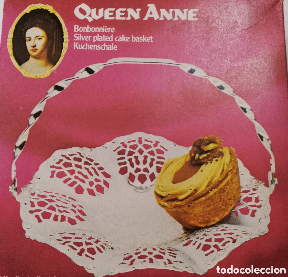Antig&uuml;edades: Cesta Bombonera Queen Anne de Plata Vintage Queen Anne- Silber-Bonbonniere &mdash; NOS