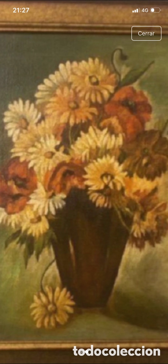 Antig&uuml;edades: Flores . Oleo sobre lienzo - Foto 2