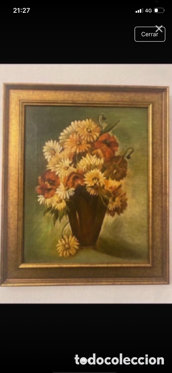 Antig&uuml;edades: Flores . Oleo sobre lienzo - Foto 3