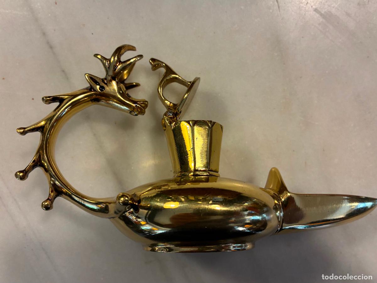 Antig&uuml;edades: R&eacute;plica bronce candil de piquera hispanomusulman zoomorfo S. X Lietor Albacete 20x8,6x 11 alto