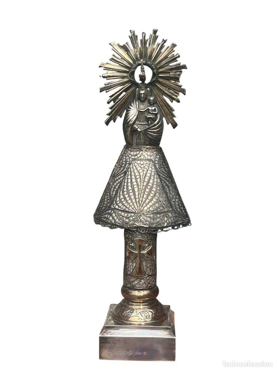 Antig&uuml;edades: GRAN VIRGEN DEL PILAR DE PLATA FILIGRANA. SIGLO XIX TRES SELLOS
