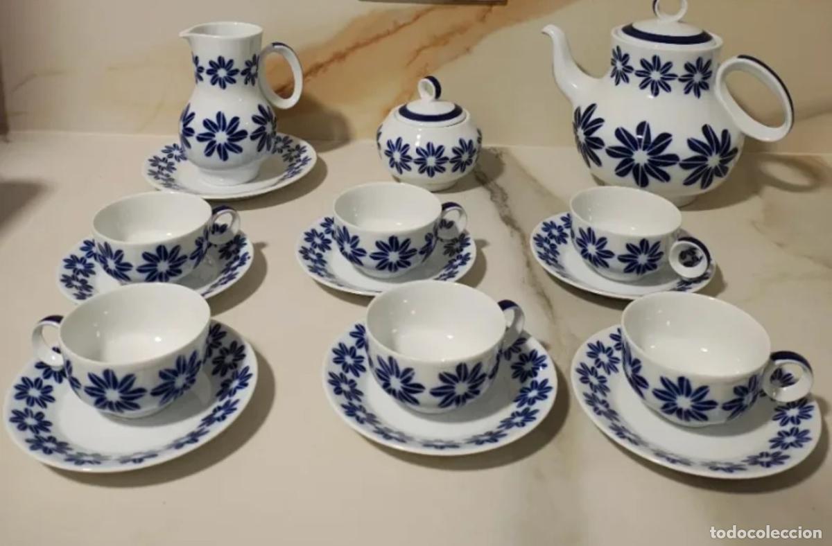 Antig&uuml;edades: Juego de caf&eacute; Sargadelos Xir Flo &ndash; 17 piezas &ndash; sin usar