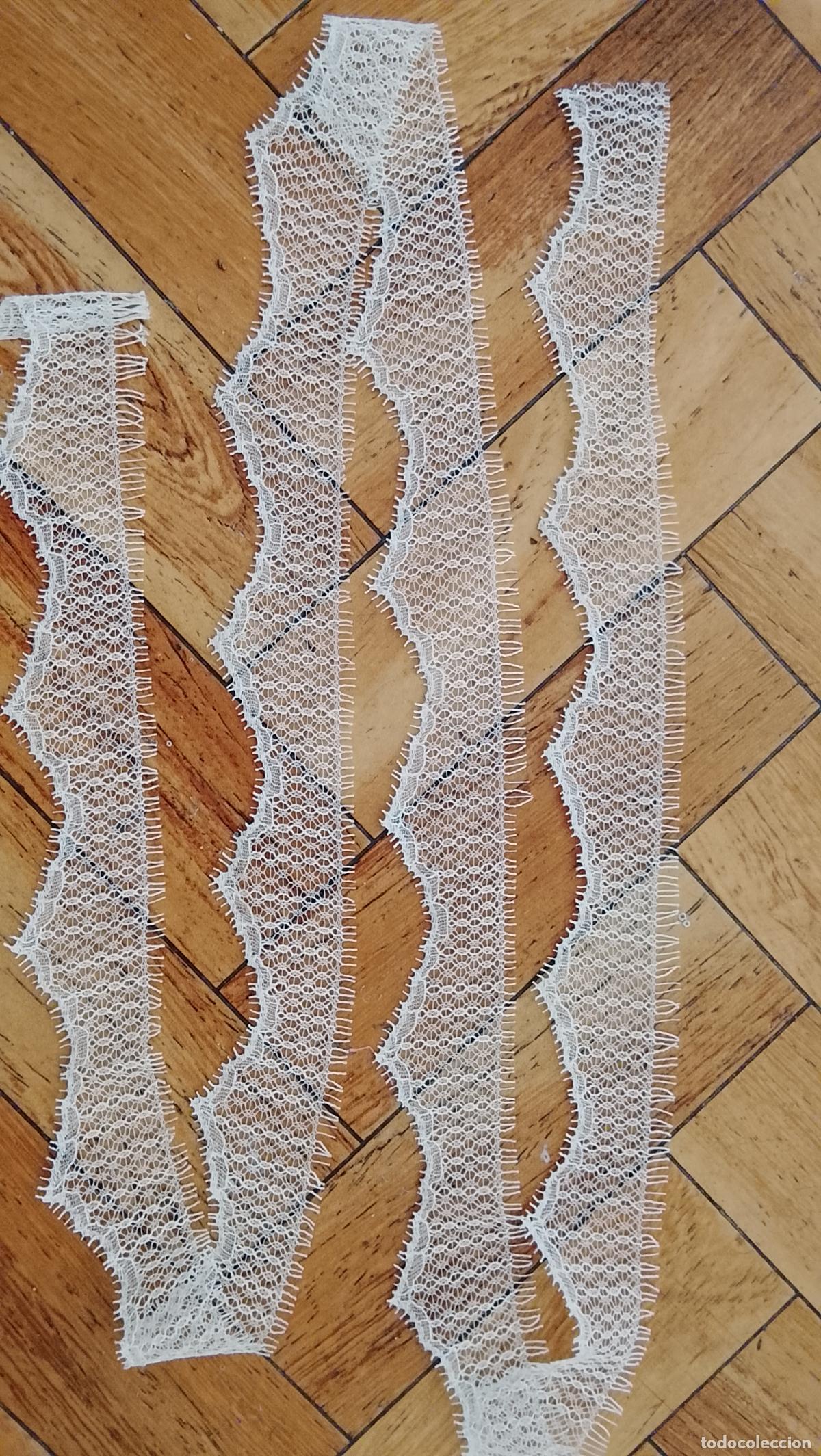Antig&uuml;edades: antiguo estrecho encaje puntilla blonda para tocado de peque&ntilde;a virgen de vestir ,semana santa 150 cm