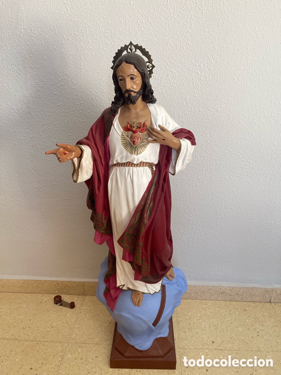 Antig&uuml;edades: Imagen Sagrado Coraz&oacute;n de Jes&uacute;s 95 cm Olot