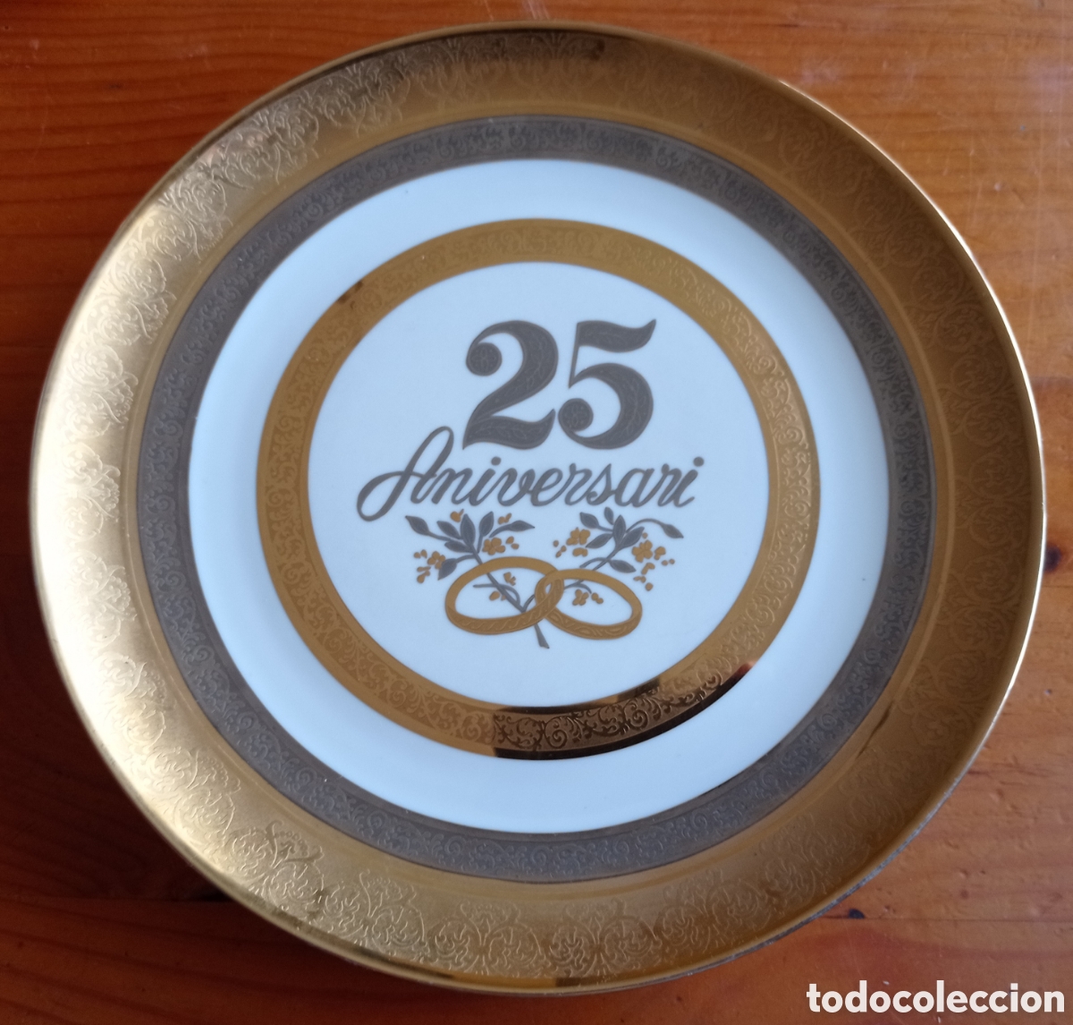 Antig&uuml;edades: PLATO 25 ANIVERSARI ORO Y PLATA DE LEY