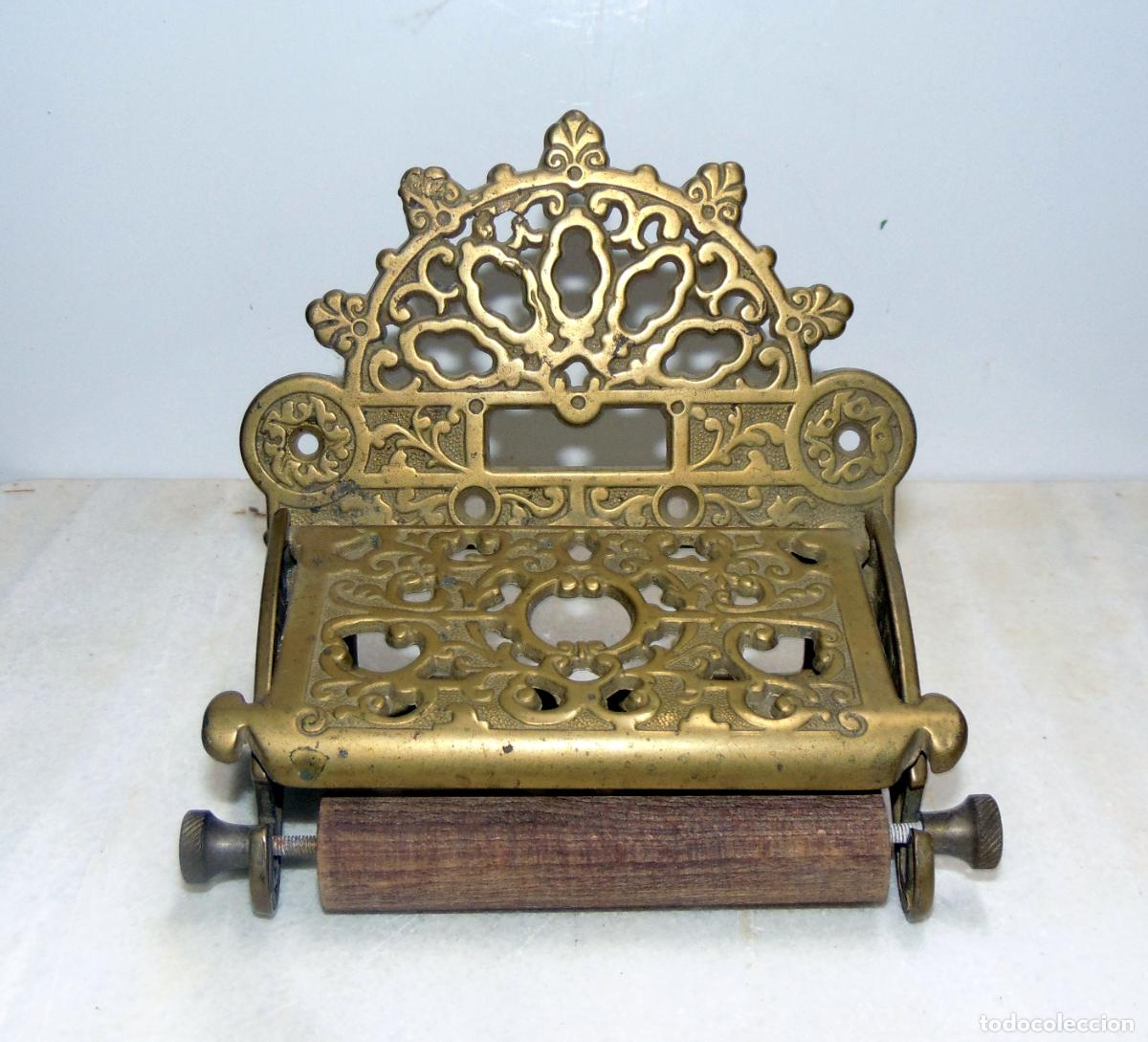 Antig&uuml;edades: ANTIGUO Y BONITO DISPENSADOR PAPEL HIGIENICO DE BRONCE