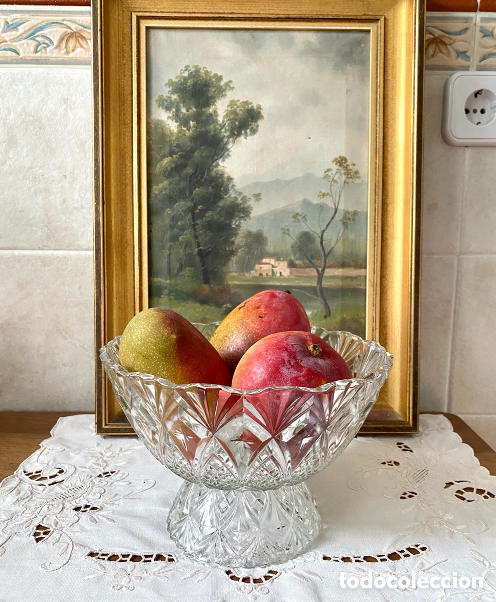 Antig&uuml;edades: Frutero vintage de cristal tallado