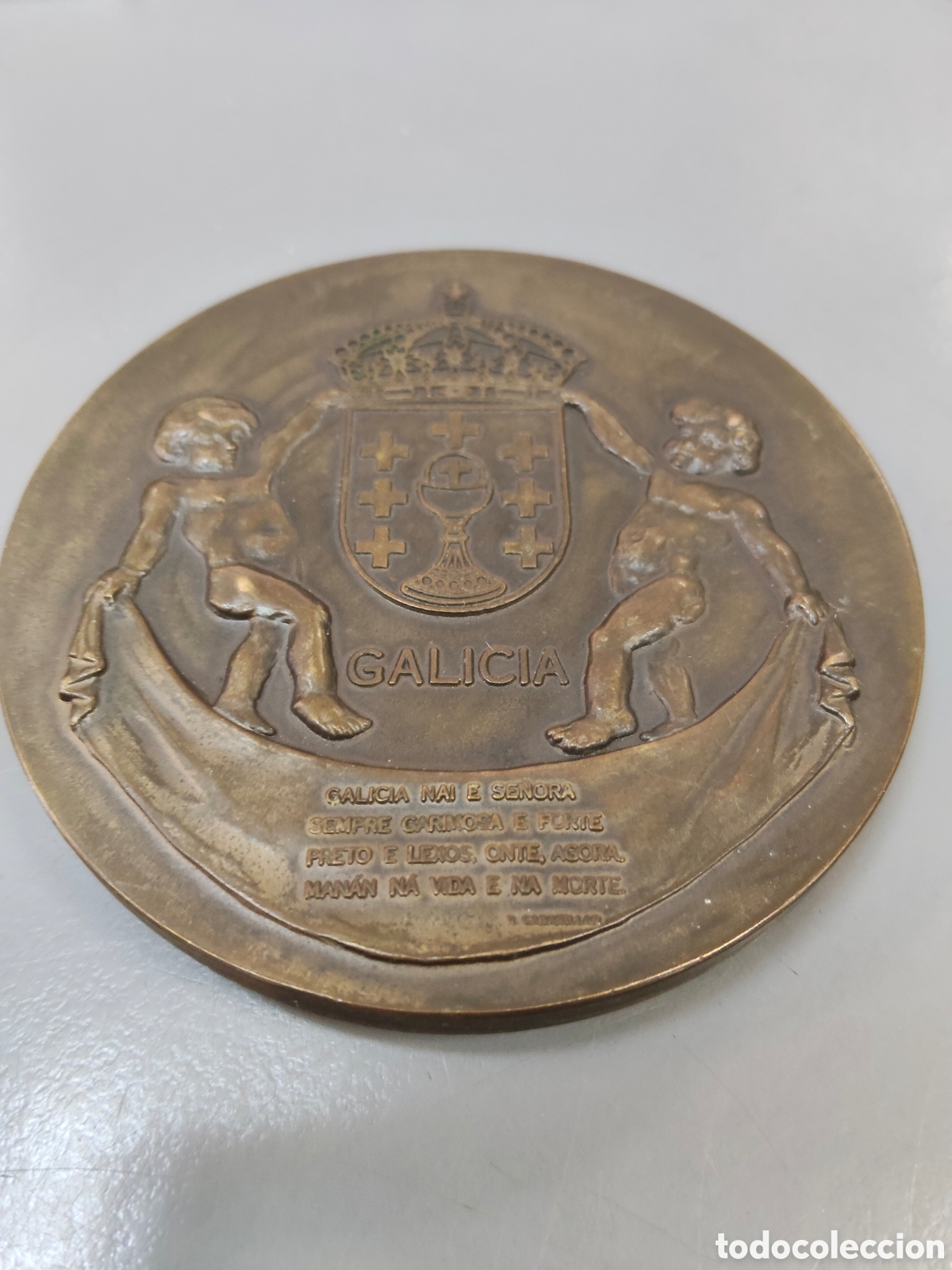 Antig&uuml;edades: Chapa de bronce macizo GALICIA - Foto 3