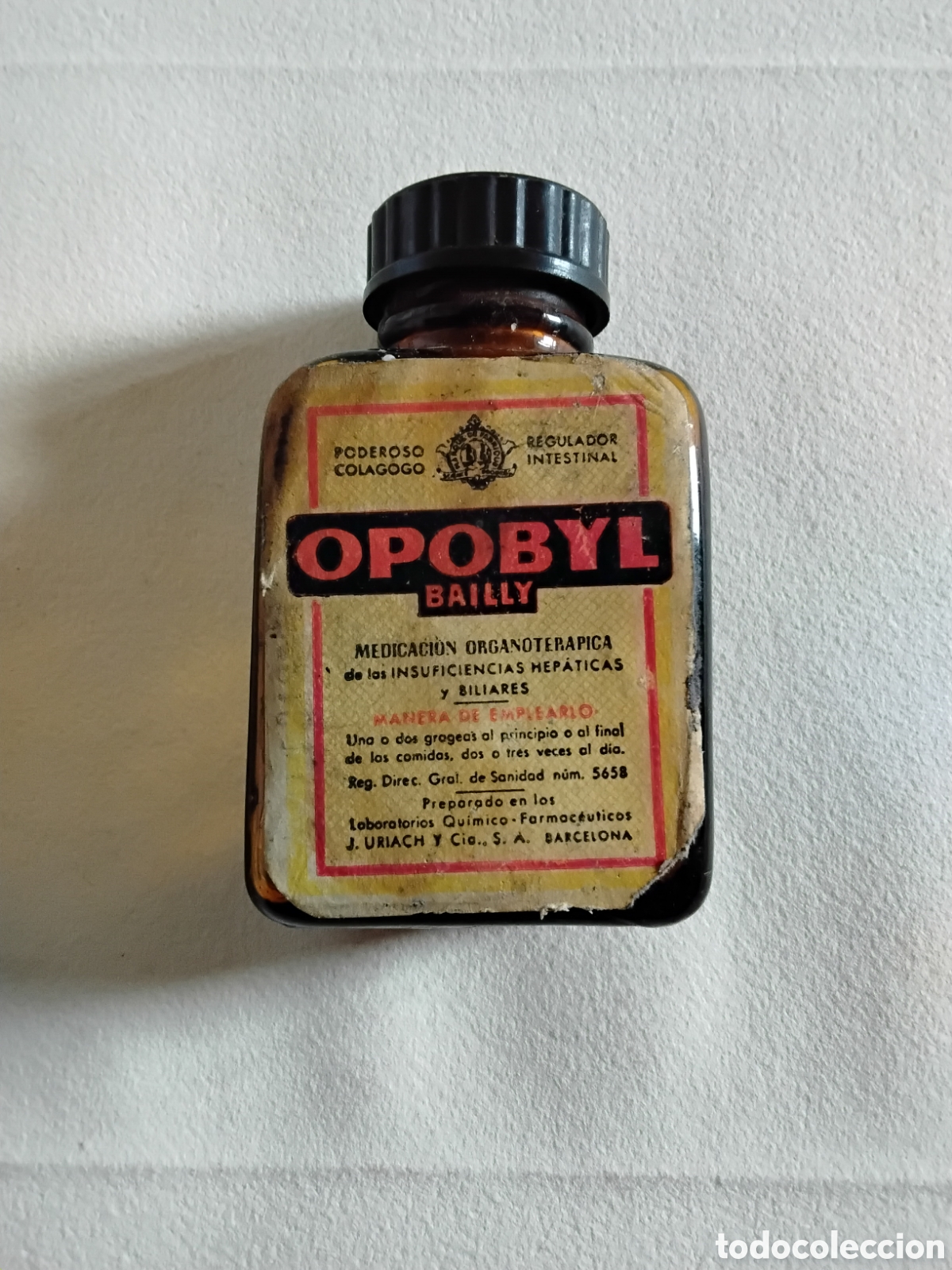 Antig&uuml;edades: FRASCO DE MEDICAMENTO OPOBYL BAILLY
