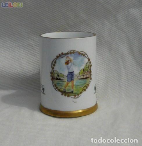 Antig&uuml;edades: Caneca em porcelana portuguesa decorada com uma cena campestre; Marcada - la made in Portugal hand p