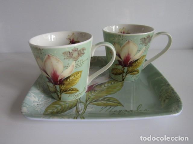 Antig&uuml;edades: PRECIOSO JUEGO DE 2 SERVICIOS CAFE PORCELANA INGLESA PIMPERNEL BANDEJA MELANINA 8246 VINTAGE TOILE