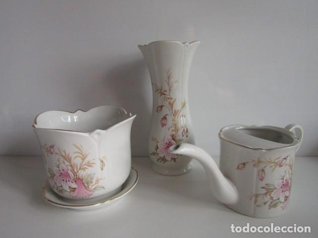 Antig&uuml;edades: PRECIOSO JUEGO DE 3 PIEZAS EN PORCELANA INGLESA TULIP ROYAL WILTON STAFFORDSHIRE REGADERA TIESTO FLO