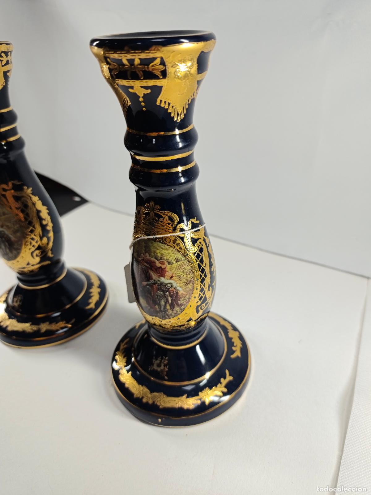 Antig&uuml;edades: candelabros porcelana marca retier