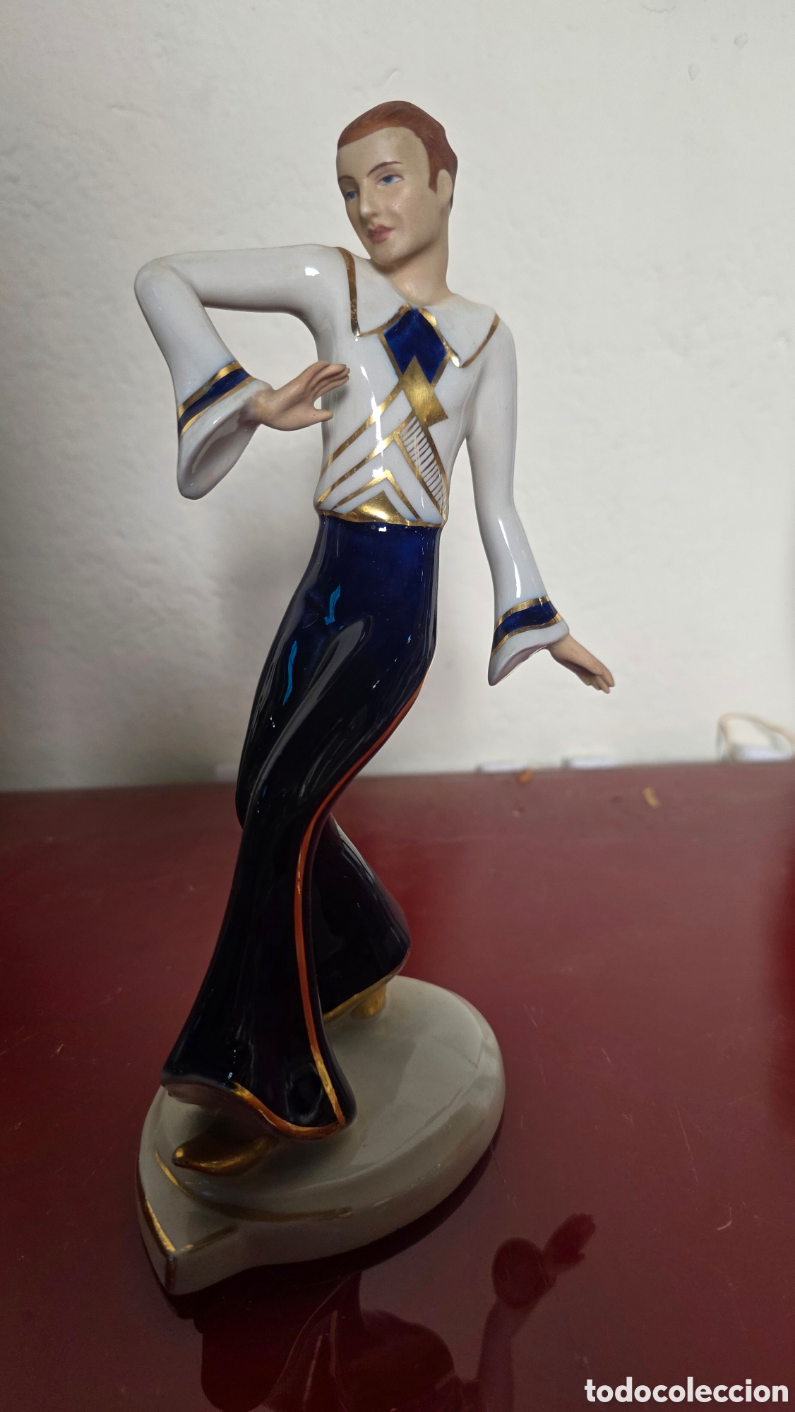 Antig&uuml;edades: Figura art deco porcelana royal dux a&ntilde;o 1930