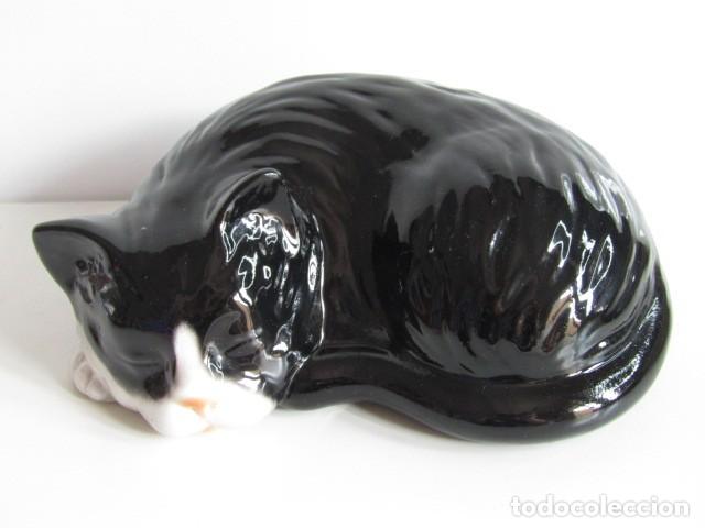 Antig&uuml;edades: PRECIOSO GATO TUXEDO DE PORCELANA ESMALTE ALTO BRILLO 20 CM A&Ntilde;OS 70-80