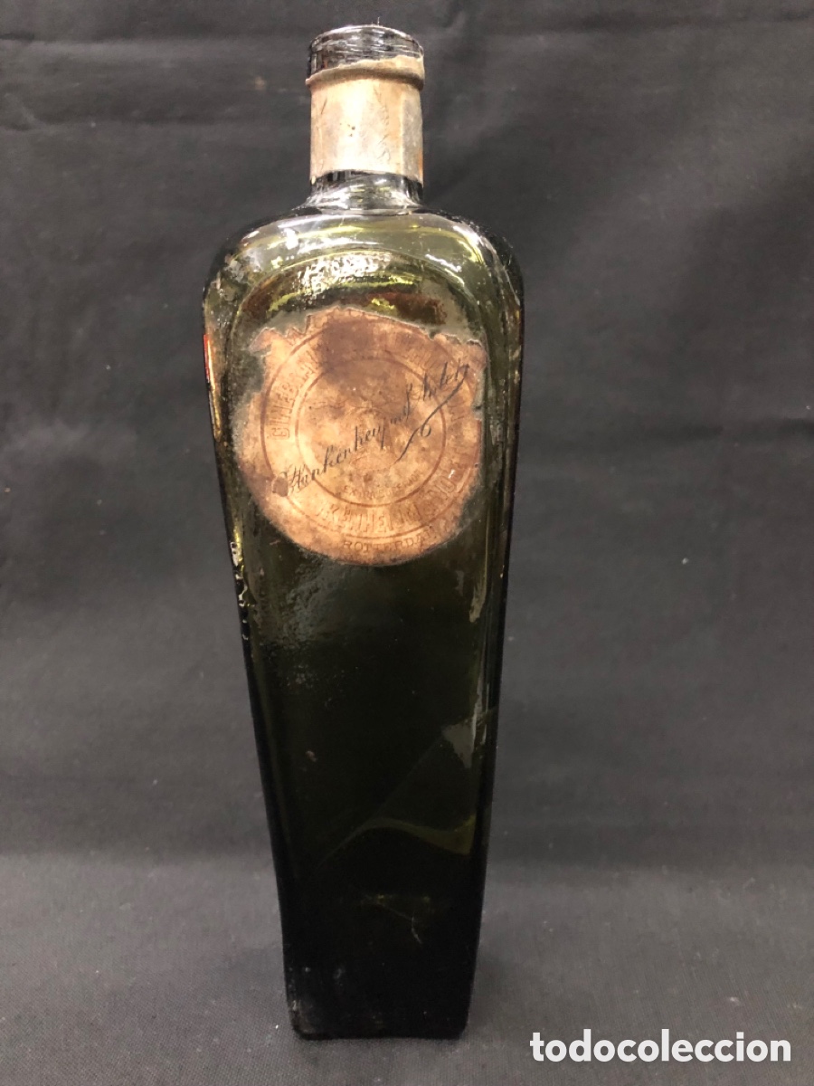 Antig&uuml;edades: Antigua botella ginebra holandesa Blankenheym & Nolet Rotterdam con etiqueta original s. XIX / XX