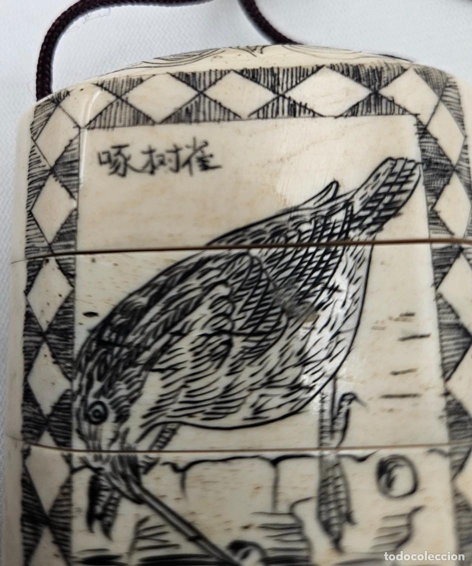 Antig&uuml;edades: INRO 3 ELEMENTS JAPON EN OS SIGNATURE A IDENTIFIER - Foto 3