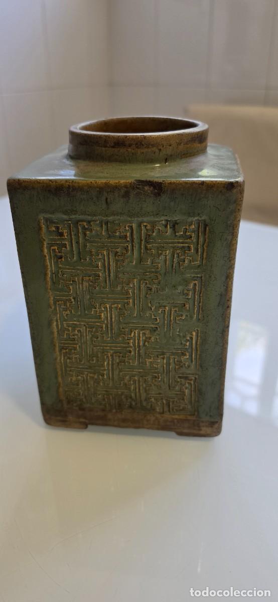 Antig&uuml;edades: Muy antiguo frasco koreano o chino kunagtun barro y lacado verde celadon