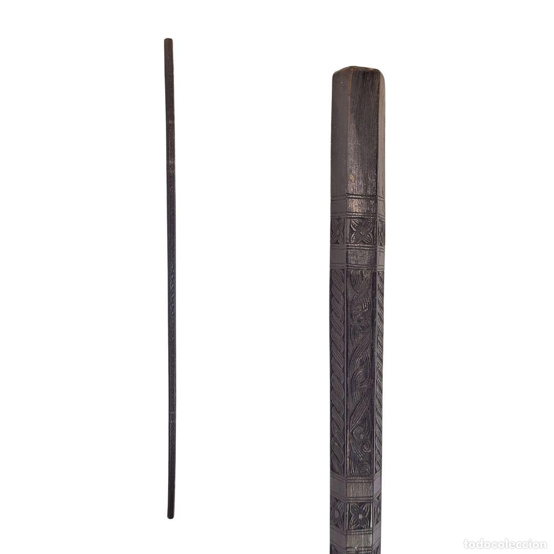 Antig&uuml;edades: Bast&oacute;n / Vara hexagonal, madera de &eacute;bano, era Meiji, f. s. XIX - Jap&oacute;n
