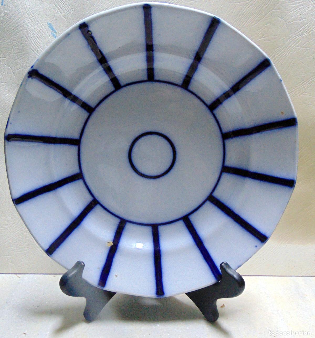Antig&uuml;edades: PLATO PICKMAN RAYAS AZULES MEDIADOS DEL SIGLO XIX , 24 CM