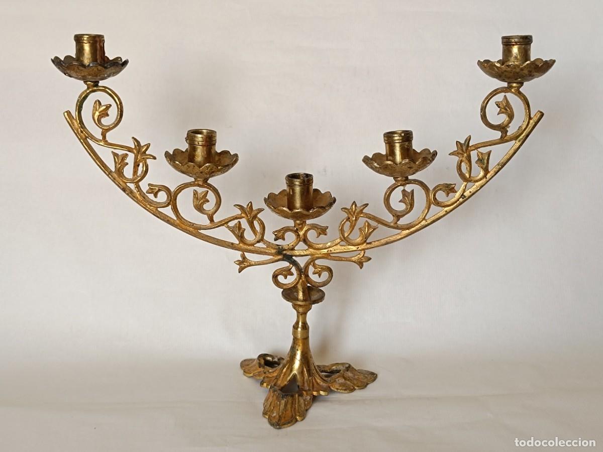 Antig&uuml;edades: Candelabro de altar antiguo de 5 luces