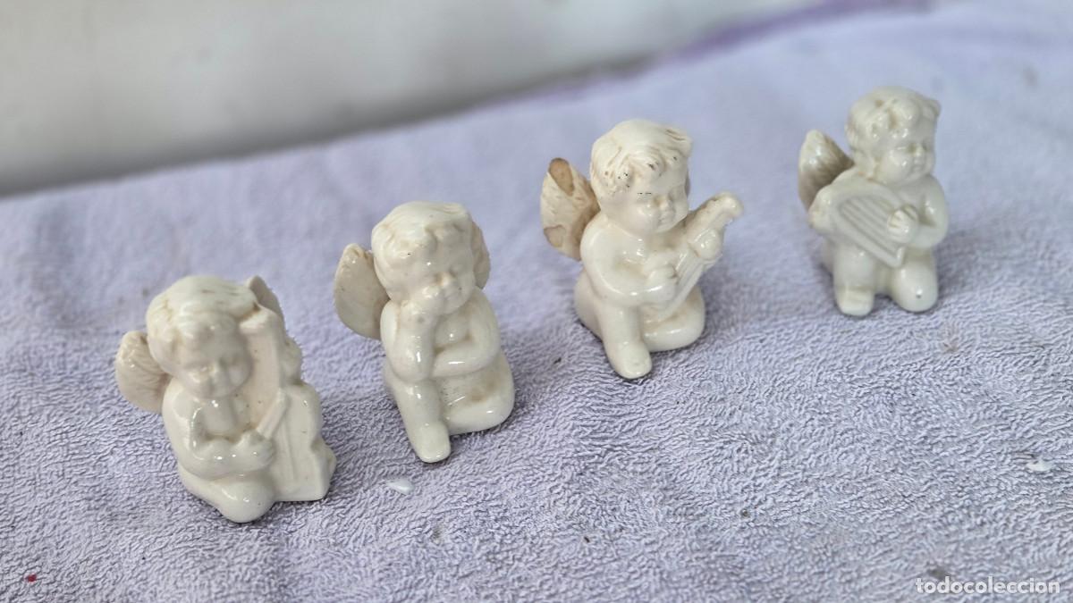 Antig&uuml;edades: 4 peque&ntilde;os angel de porcelana