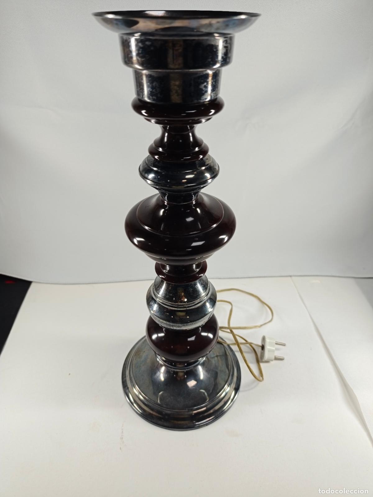 Antig&uuml;edades: velon de madera bicolor metal blanco y madera enlacada