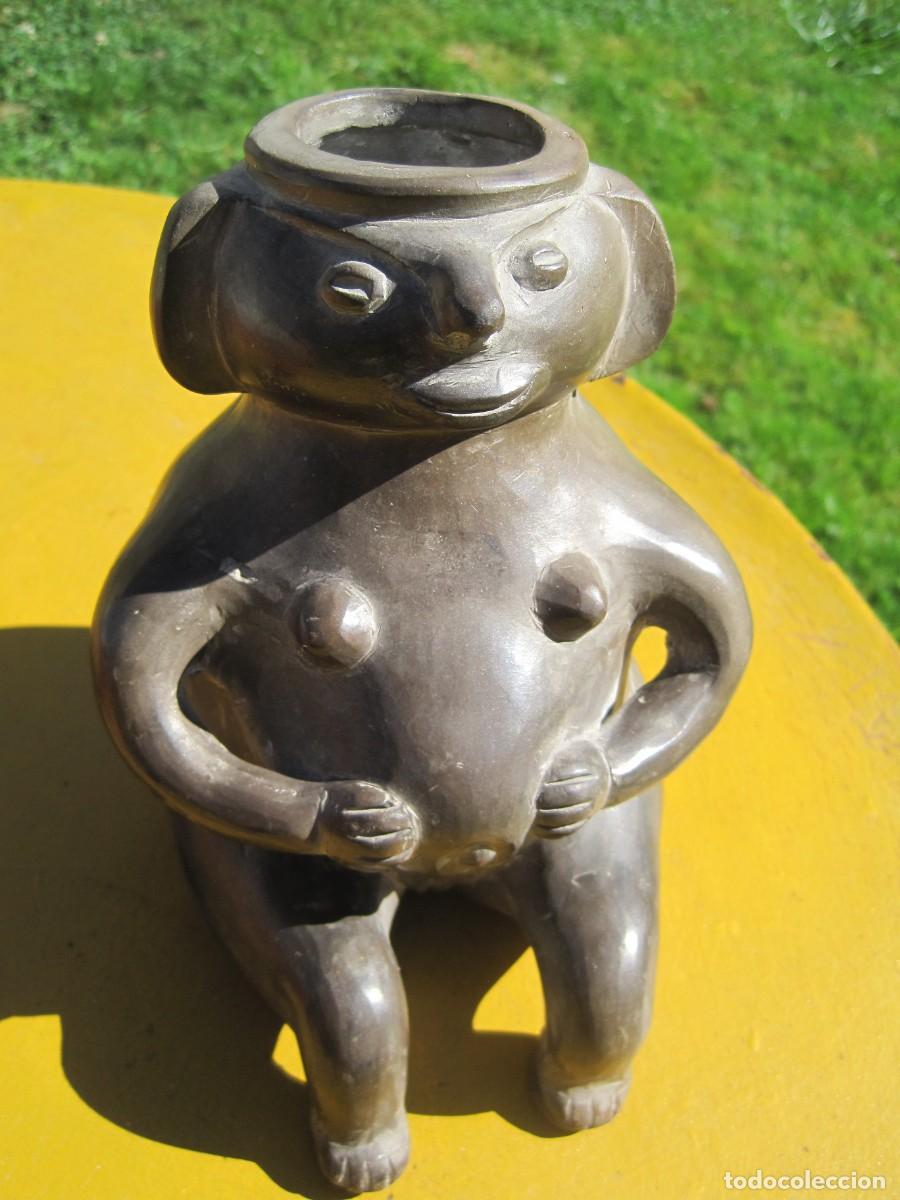 Antig&uuml;edades: VASIJA DE CER&Aacute;MICA DE PITR&Eacute;N - VASO - FIGURA DE MUJER - DIOSA FERTILIDAD - ESTILO PRECOLOMBINO