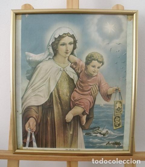 Antig&uuml;edades: Cuadro L&aacute;mina Virgen del Carmen - Foto 3