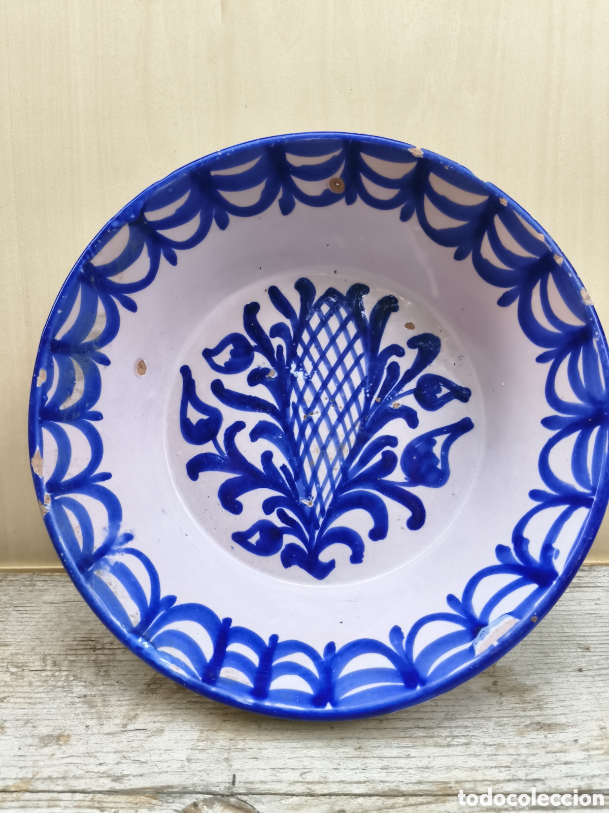 Antig&uuml;edades: Antiguo lebrillo de Fajalauza mediados siglo XX