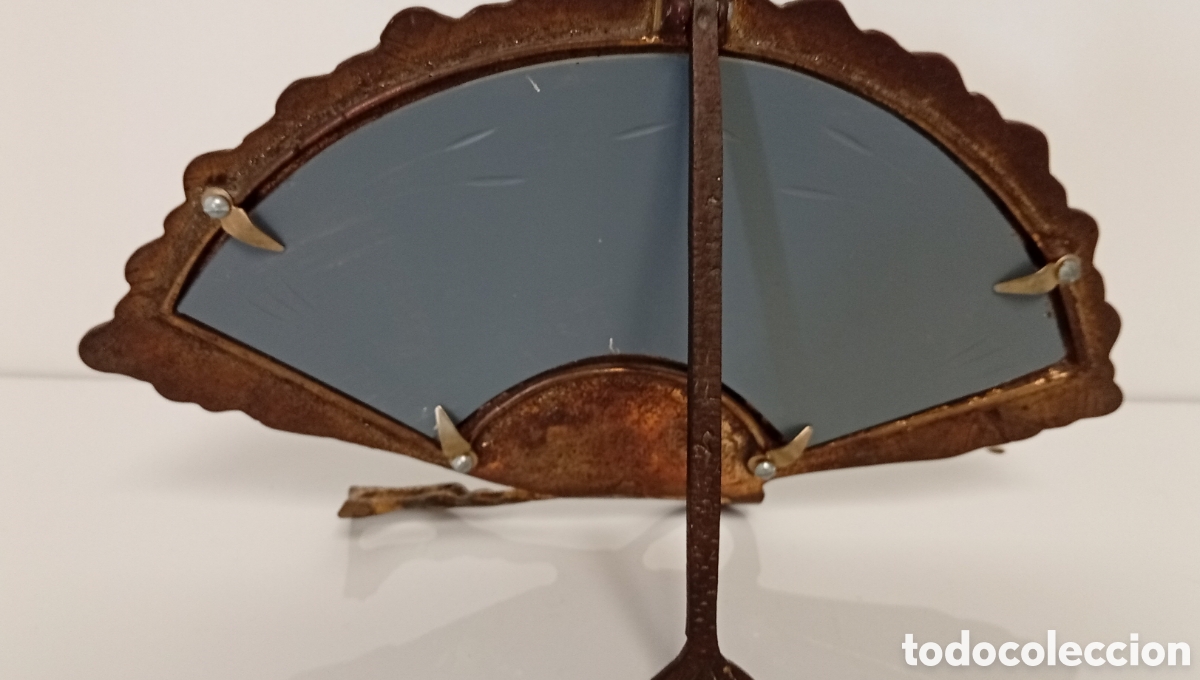 Antig&uuml;edades: .ESPEJO ABANICO DE BRONCE DORADO - Foto 3