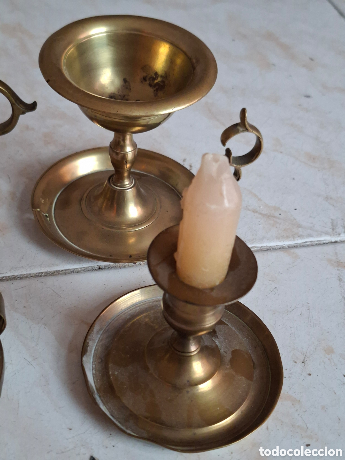 Antig&uuml;edades: 8 L&aacute;mparas de aceite y candiles de bronce - Foto 5