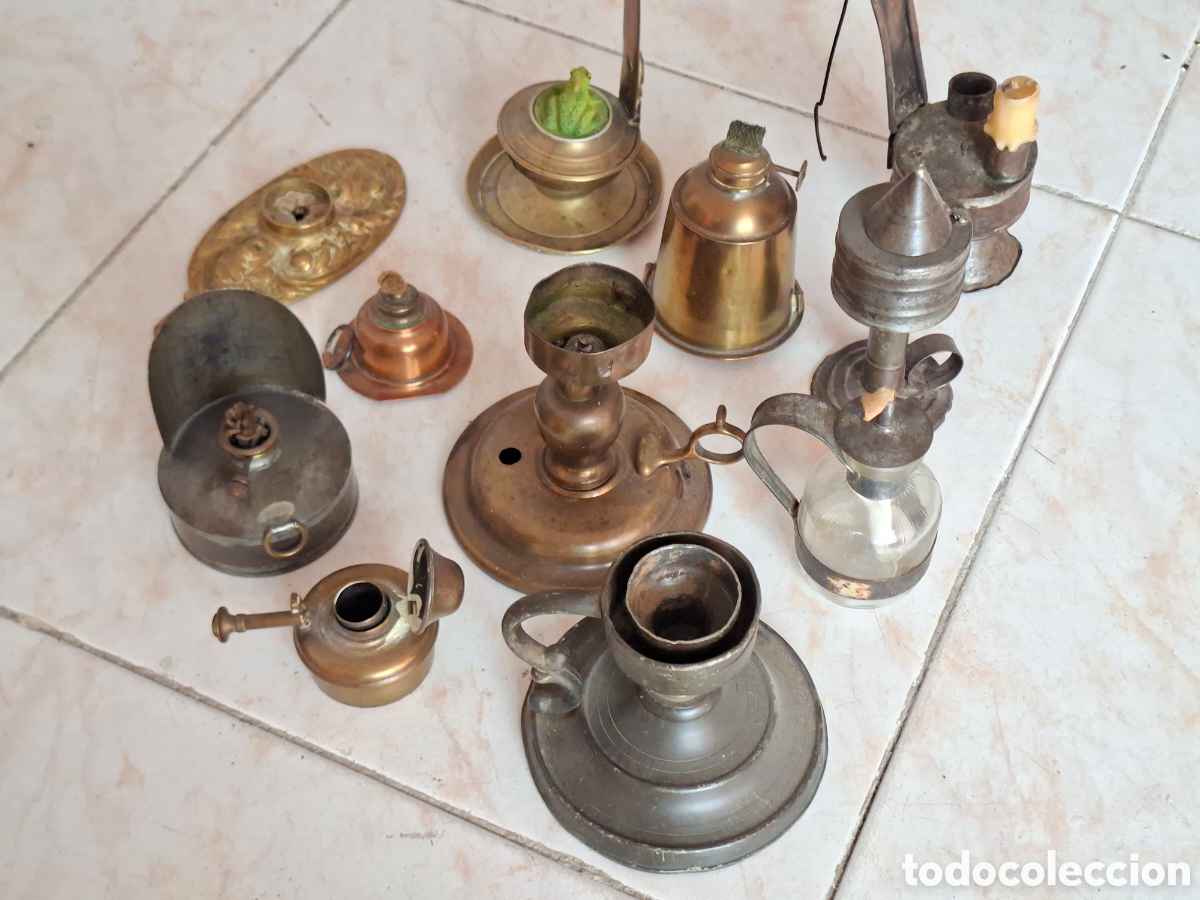 Antig&uuml;edades: Lamparas candiles antiguedades palmatorias ver fotos