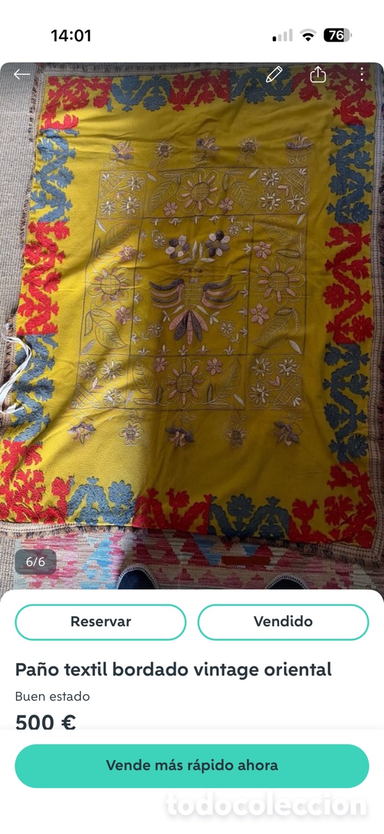 Antig&uuml;edades: Antiguo Pa&ntilde;o textil bordado-decoraci&oacute;n oriental-motivos florales , 130 x 150 cm