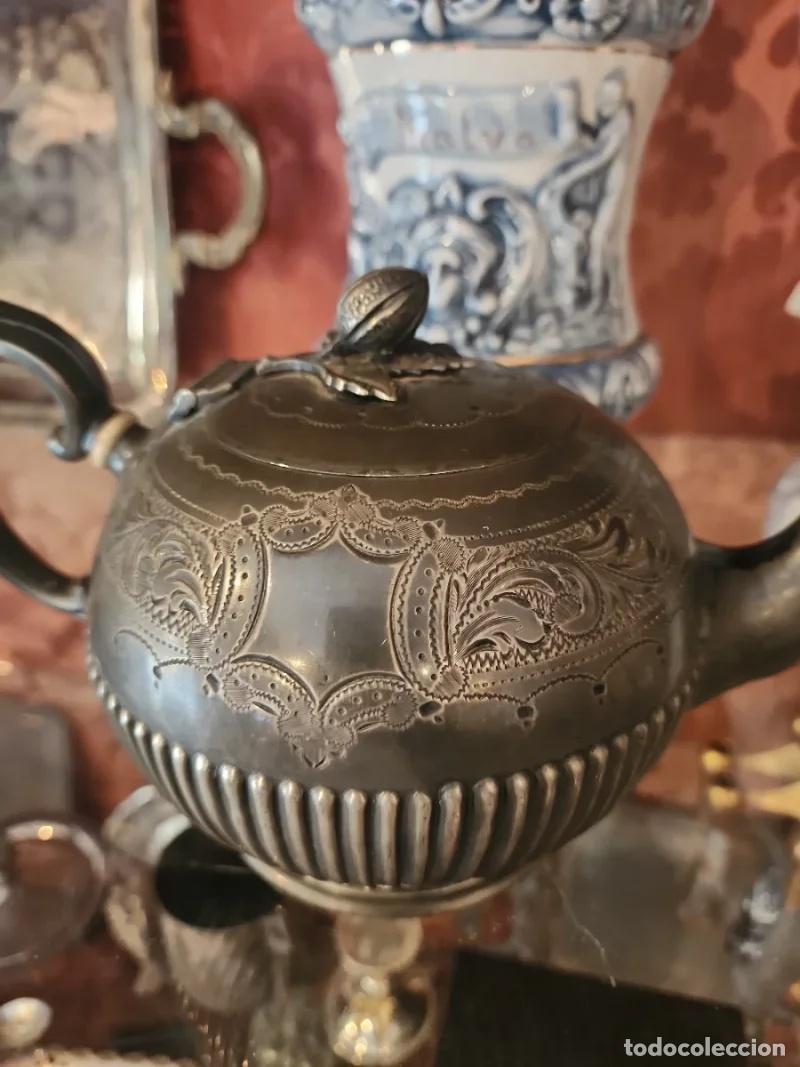 Antig&uuml;edades: Tetera de Metal Plateado - Foto 2