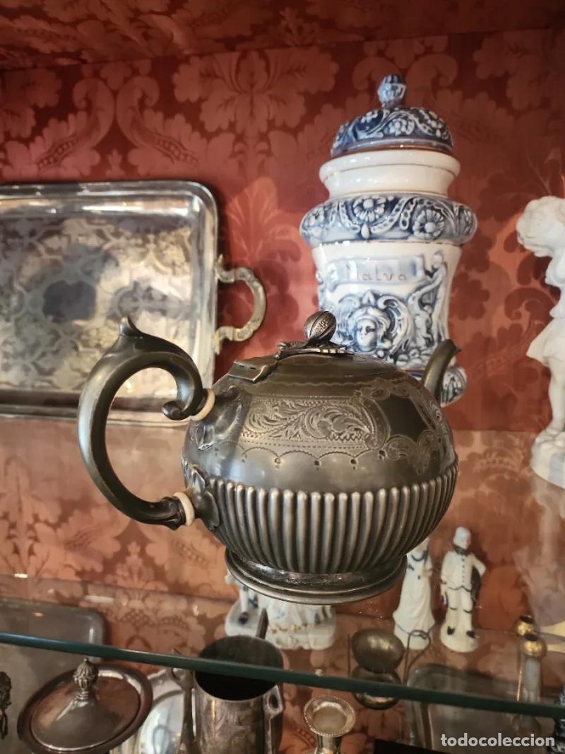 Antig&uuml;edades: Tetera de Metal Plateado - Foto 3