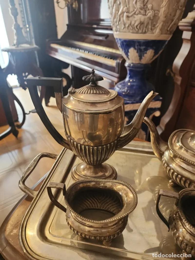Antig&uuml;edades: Juego de caf&eacute; y t&eacute; met&aacute;lico - Foto 5