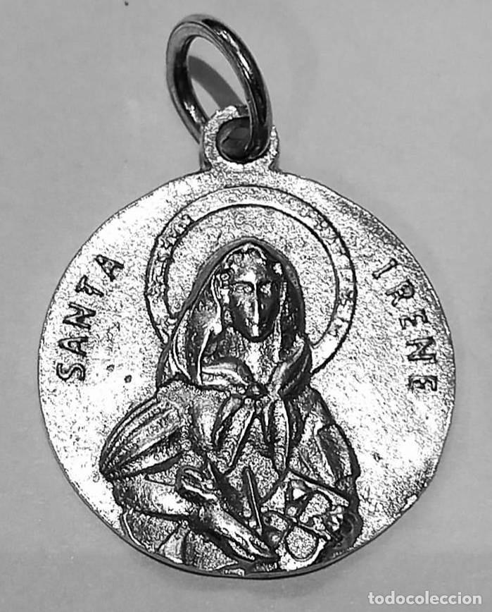 Antig&uuml;edades: MEDALLA SANTA IRENE EN PLATA DE LEY MACIZA - 21MM