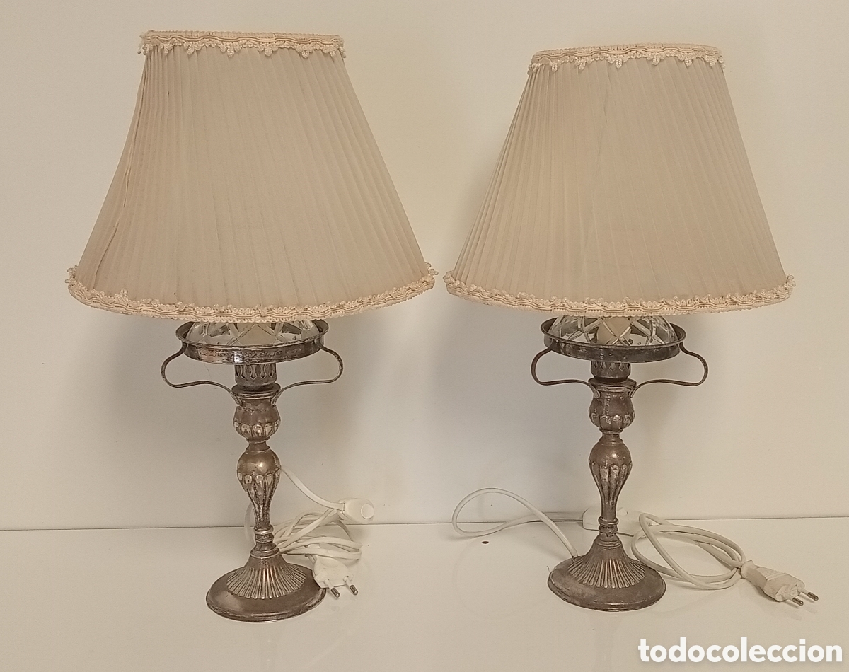 Antig&uuml;edades: LAMPARAS DE MESA VINTAGE DE METAL PLATEADO ALPACA