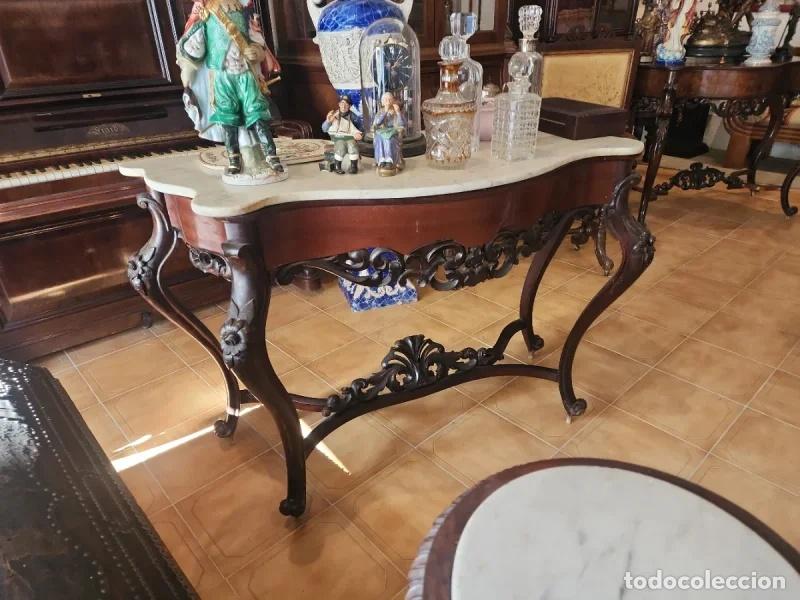 Antig&uuml;edades: Consola de Caoba con Encimera de M&aacute;rmol - Foto 1