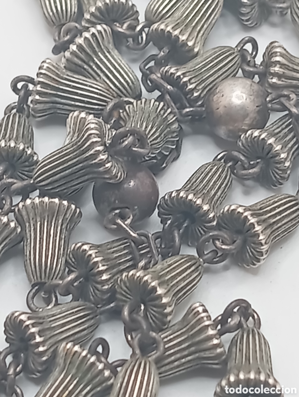Antig&uuml;edades: Rosario antiguo de plata maciza - Foto 2
