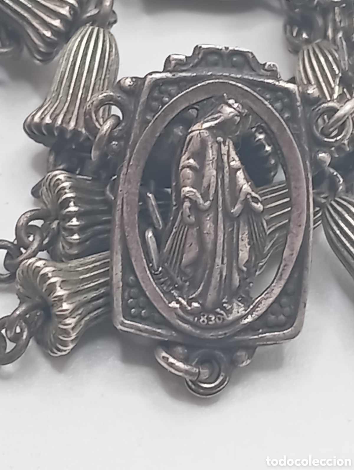 Antig&uuml;edades: Rosario antiguo de plata maciza - Foto 4