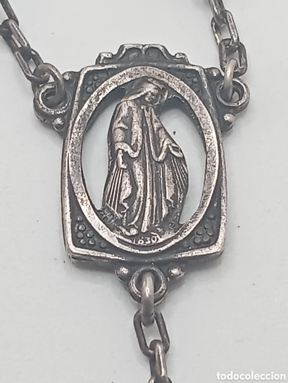 Antig&uuml;edades: Rosario antiguo de plata maciza - Foto 7