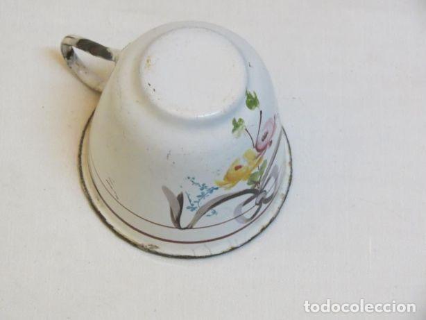Antig&uuml;edades: Ch&aacute;vena de caf&eacute; em metal com esmalte, decorada com flores S&eacute;culo XIX - Foto 5