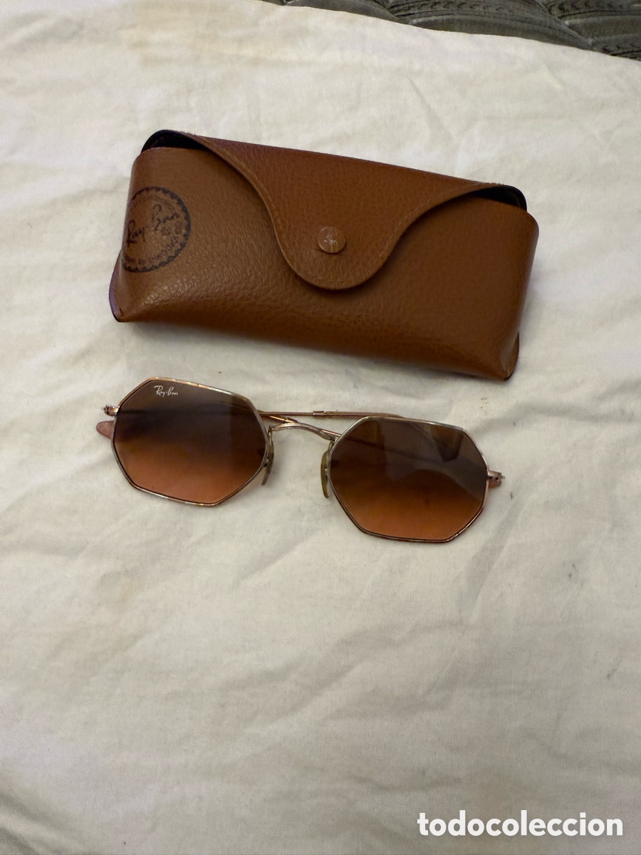 Antig&uuml;edades: RAY-BAN HEXAGONAL &ndash; Gafas de Sol Originales &ndash; Montura Dorada &ndash; Vintage &ndash; Con Estuche Original