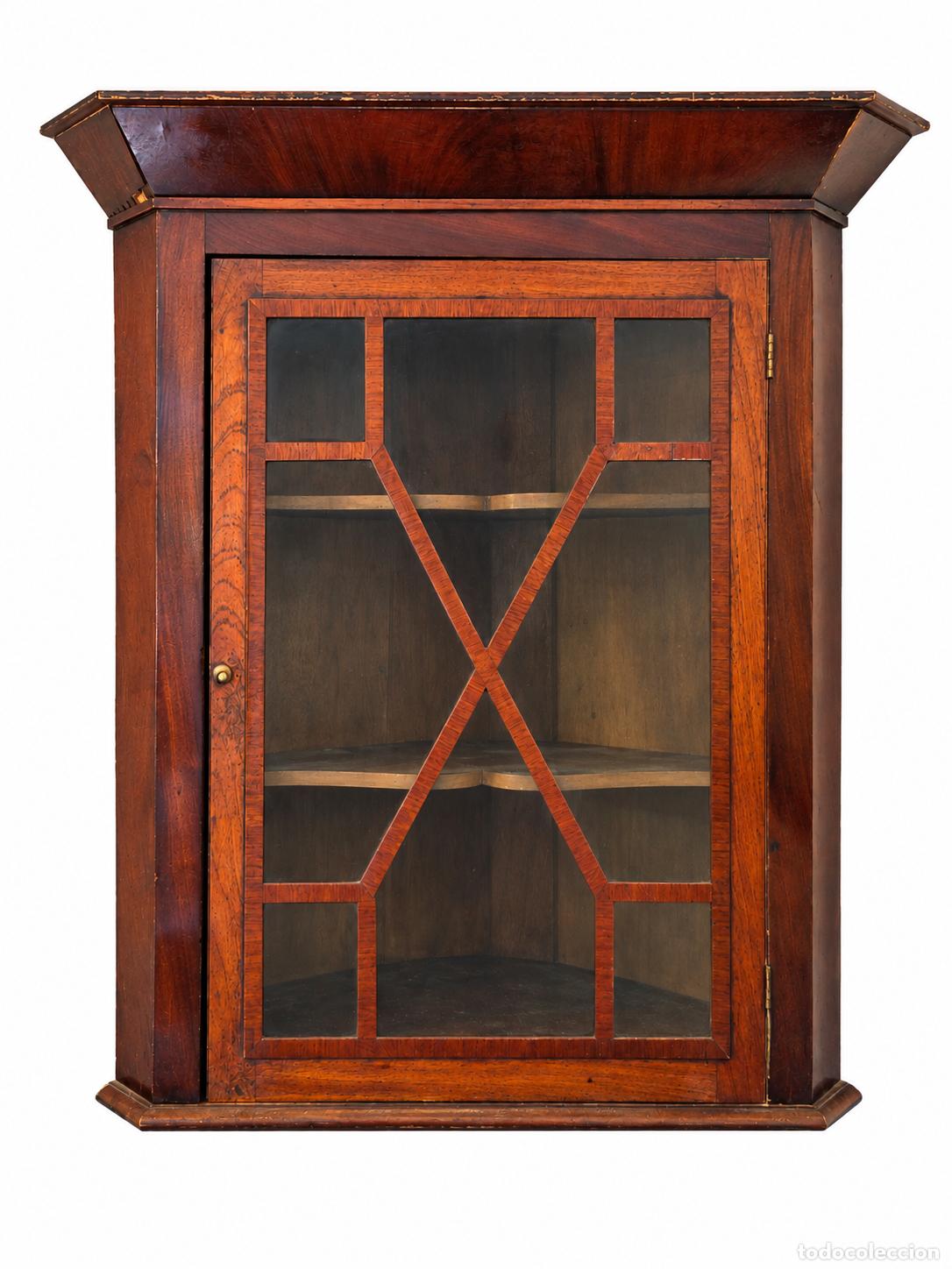Antig&uuml;edades: Decorativa Vitrina Rinconera, Esquinera Victoriana - Madera de Caoba - S.XIX