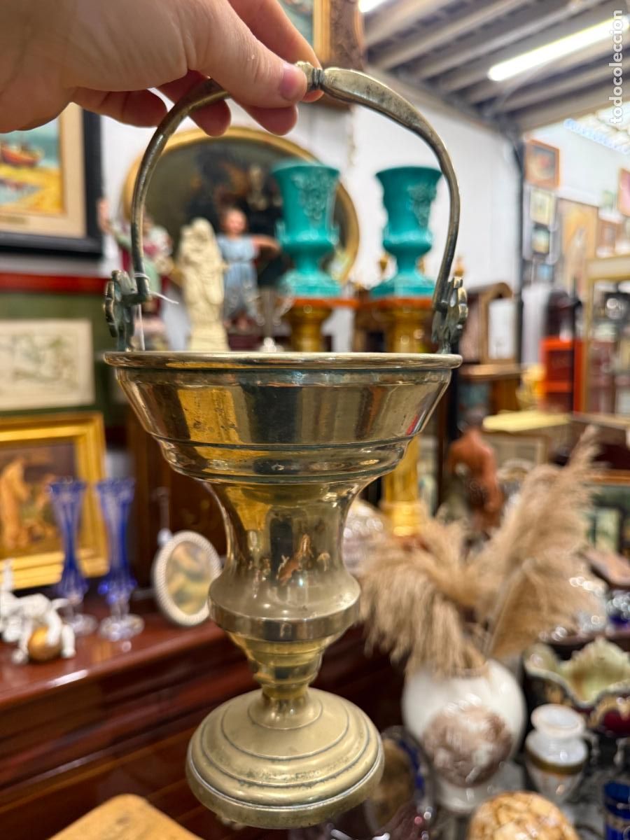 Antig&uuml;edades: ANTIGUO ACETRE PARA AGUA BENDITA - MEDIDA SIN ASA 19X15 CM - RELIGIOSO