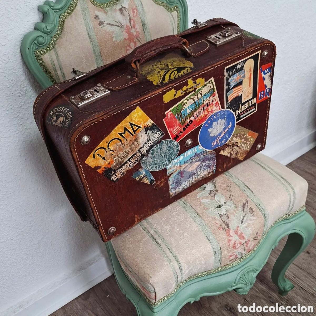 Antig&uuml;edades: Maleta Cuero A&ntilde;os 20