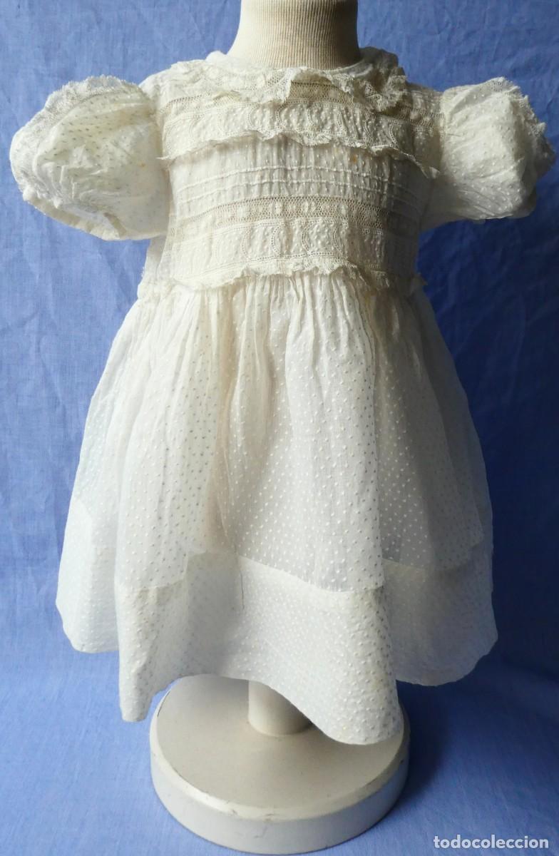 Antig&uuml;edades: ANTIGUO VESTIDO DE PLUMETI Y ENCAJES DE VALENCIENNES PARA NI&Ntilde;A - MU&Ntilde;ECA PRIMERA MITAD S.XX