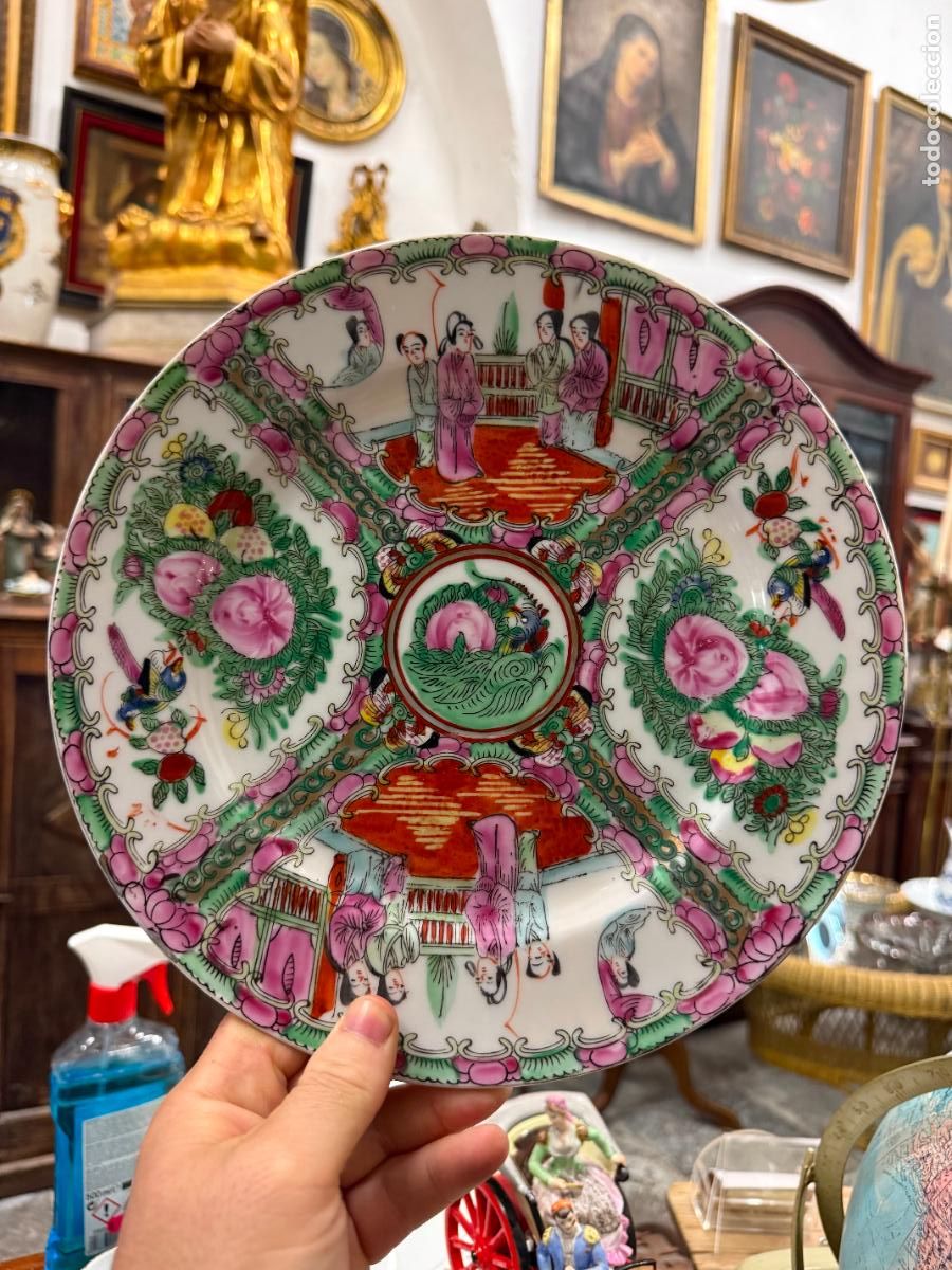Antig&uuml;edades: PLATO CERAMICA MACAU - MEDIDA 26 CM